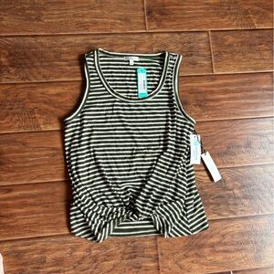 Nine Britton Olive and Cream Striped Top